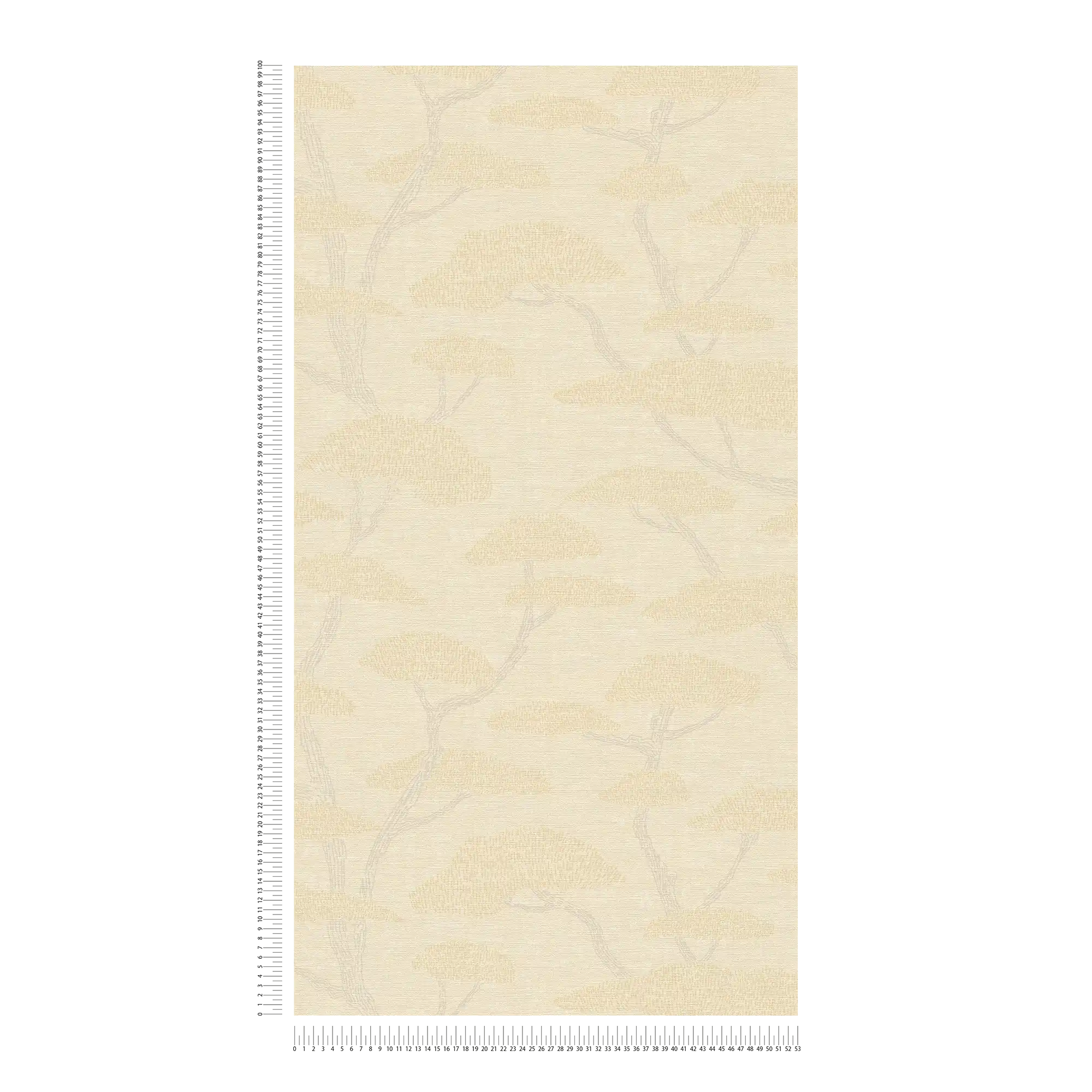             Papel pintado vintage diseño árbol pinos - crema, beige
        
