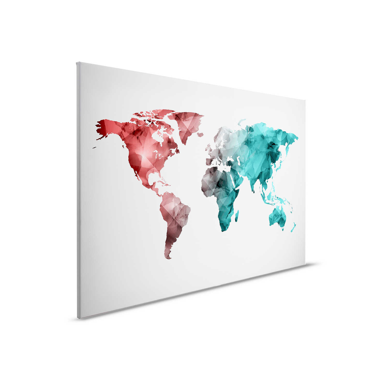 Canvas met wereldkaart gemaakt van grafische elementen | WorldGrafic 2 - 0,90 m x 0,60 m
