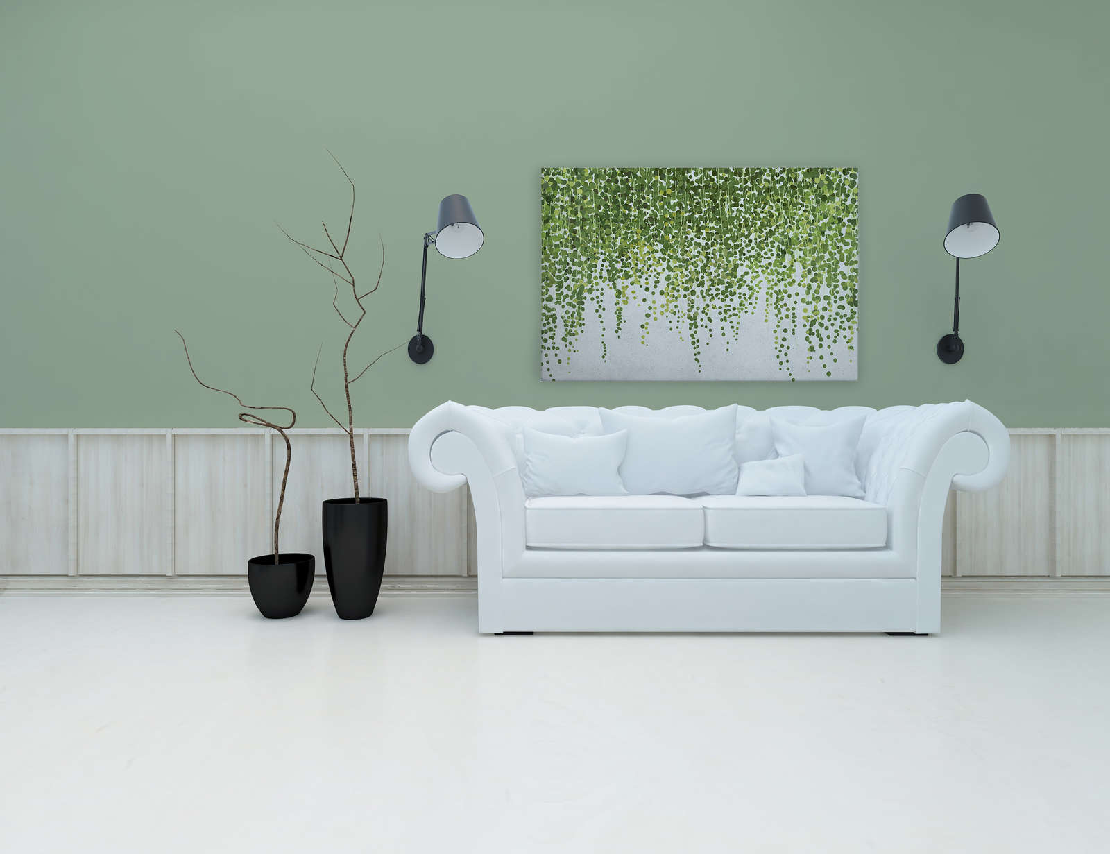             Hanging Garden 1 - Canvas painting Leaves vines, hanging garden in concrete look - 1.20 m x 0.80 m
        