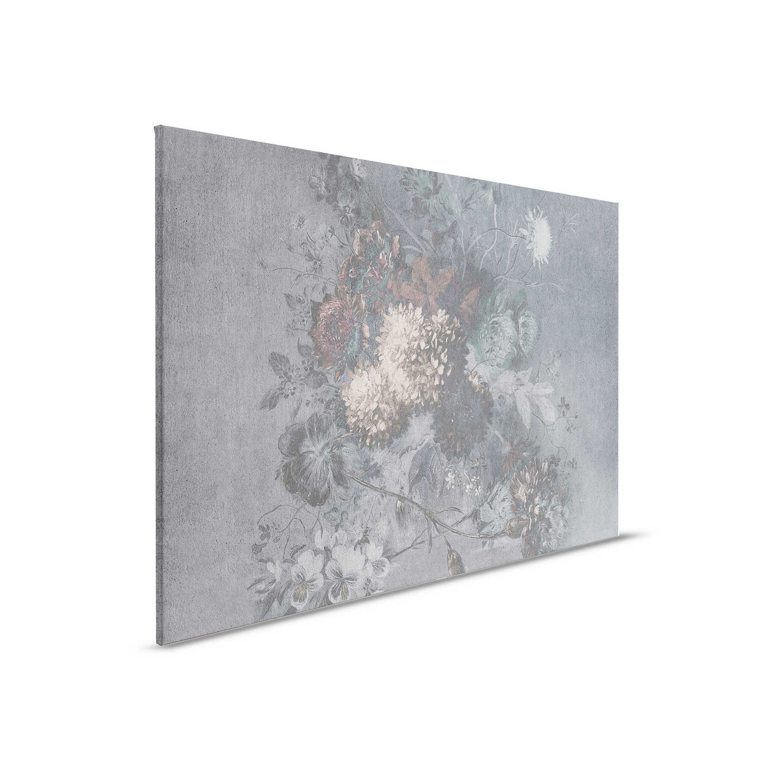 Cuadro en lienzo Ramo de flores estilo vintage | blanco, gris - 0,90 m x 0,60 m
