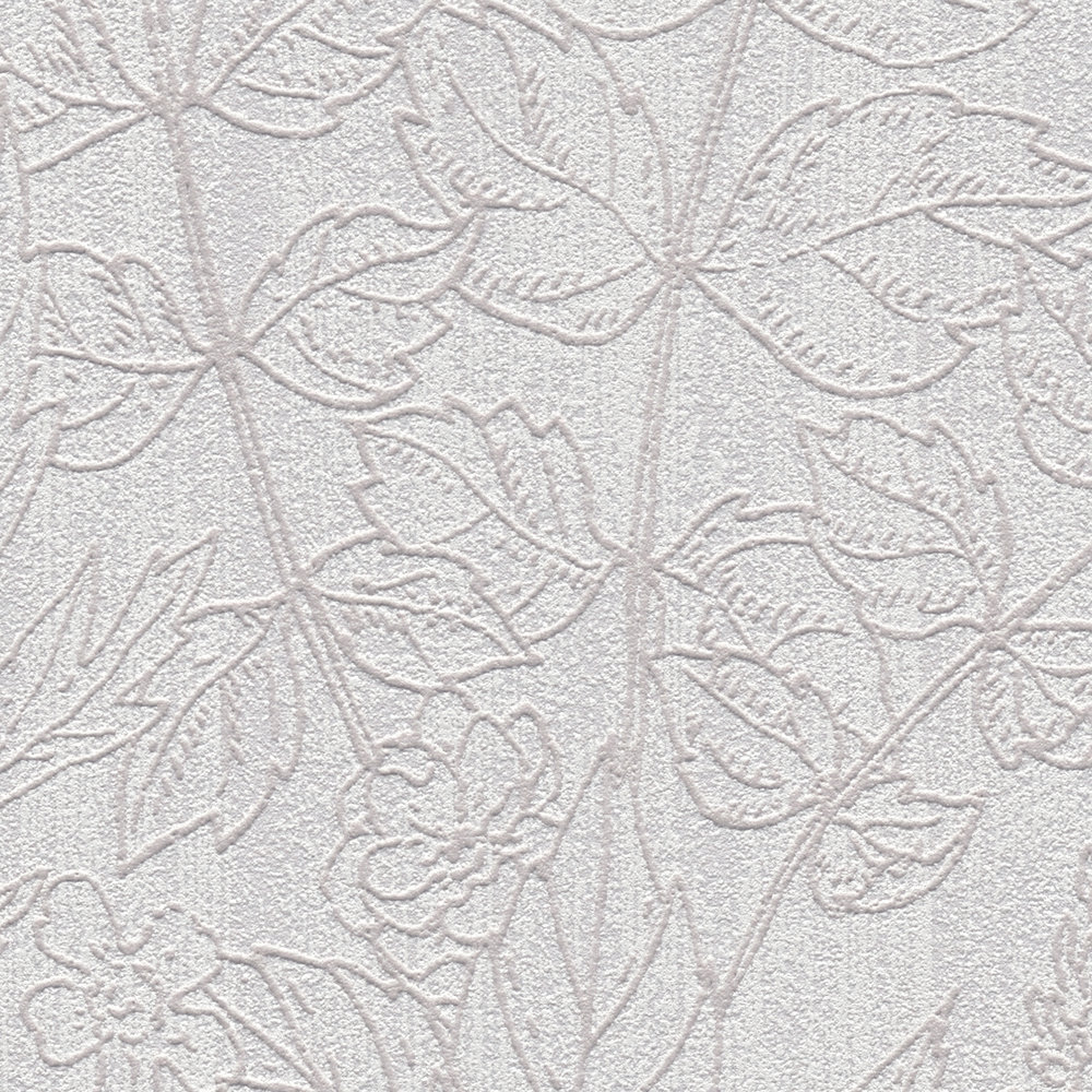             Papier peint fleuri style botanique avec aspect lin - Beige
        