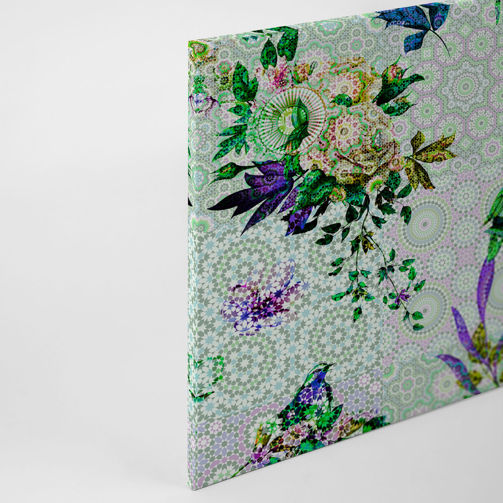             Cuadro en lienzo Flores con diseño de mosaico moderno - 0,90 m x 0,60 m
        