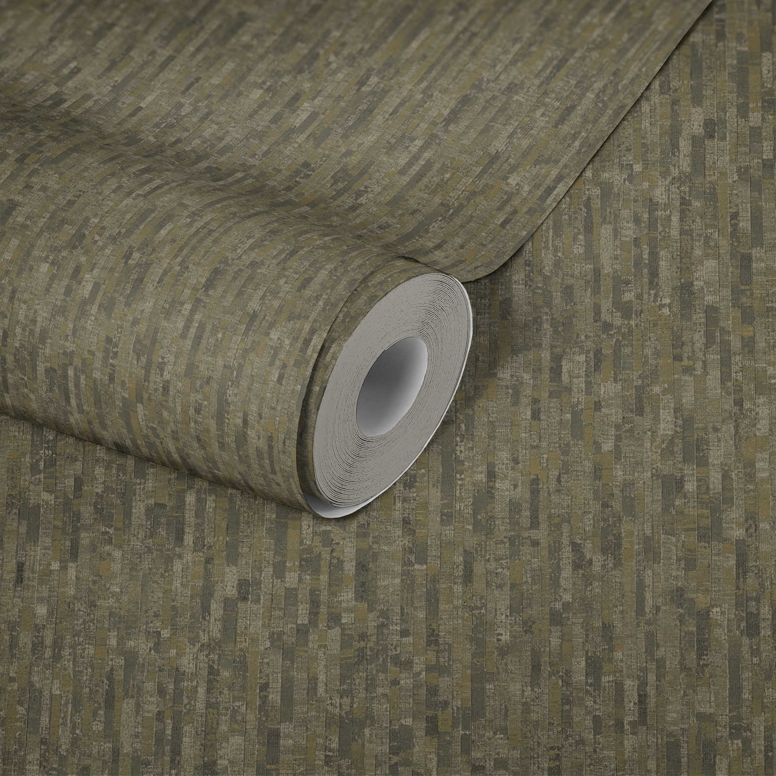             Olive brown wallpaper with natural textured pattern - Brown
        