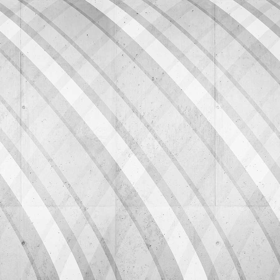 Graphic round stripe pattern grey on textured non-woven wallpaper
