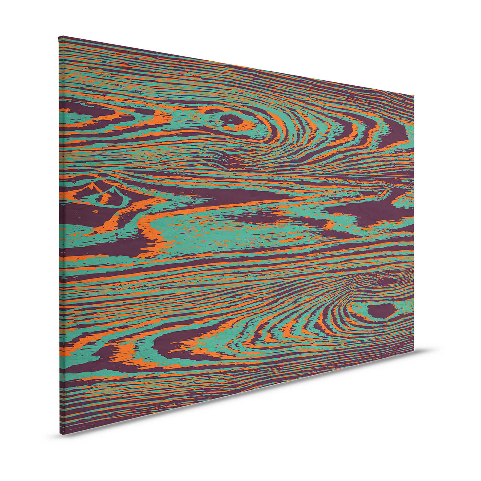 Kontiki 1 - Canvas painting Wood Grain Neon Colours, Green & Black - 1.20 m x 0.80 m
