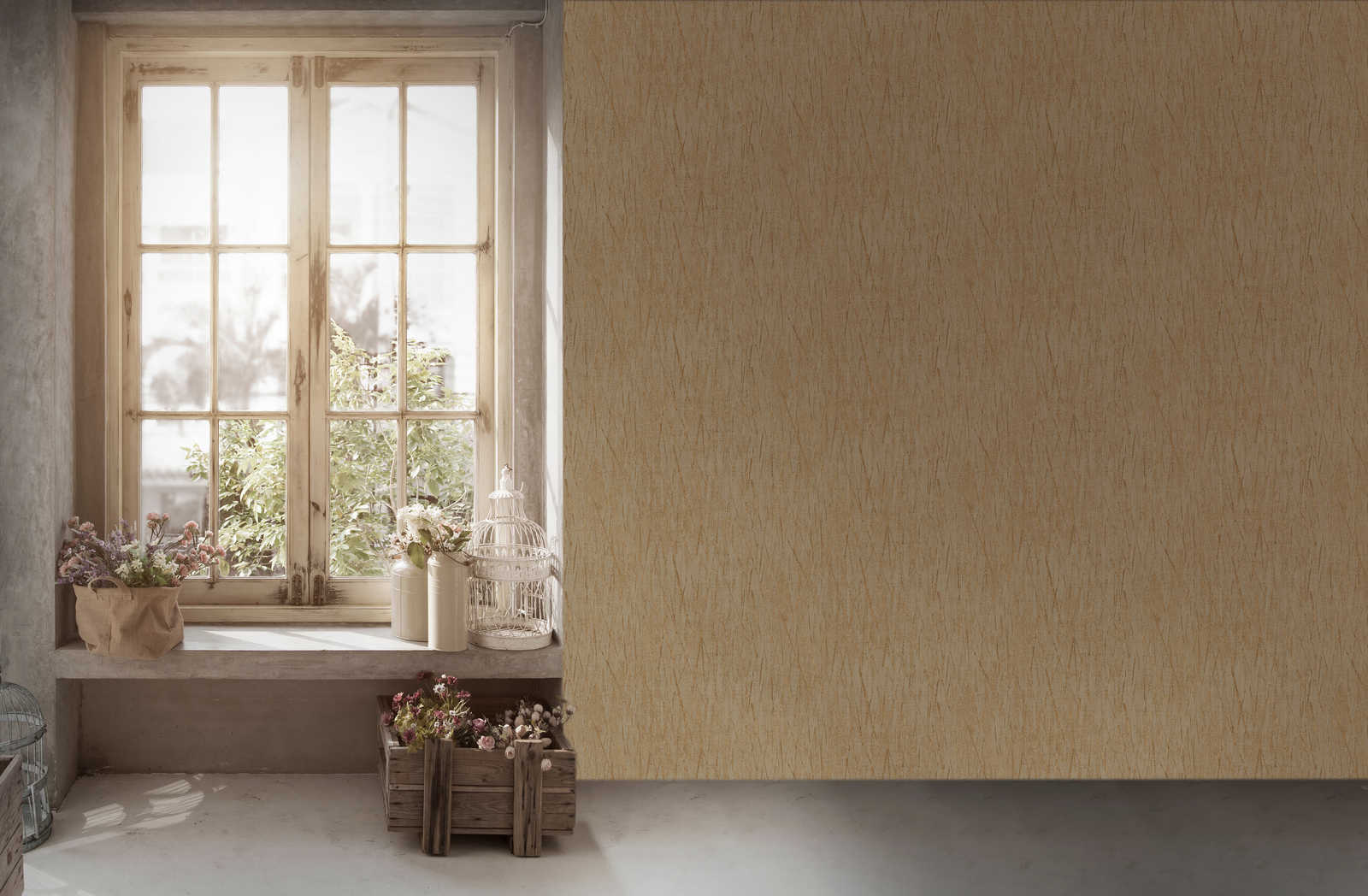             Non-woven wallpaper with nature design unt metallic effect - brown
        