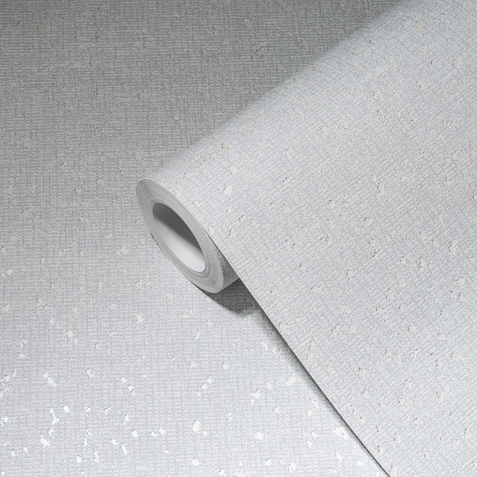             Papier peint à texture textile et accents métalliques - blanc, gris
        