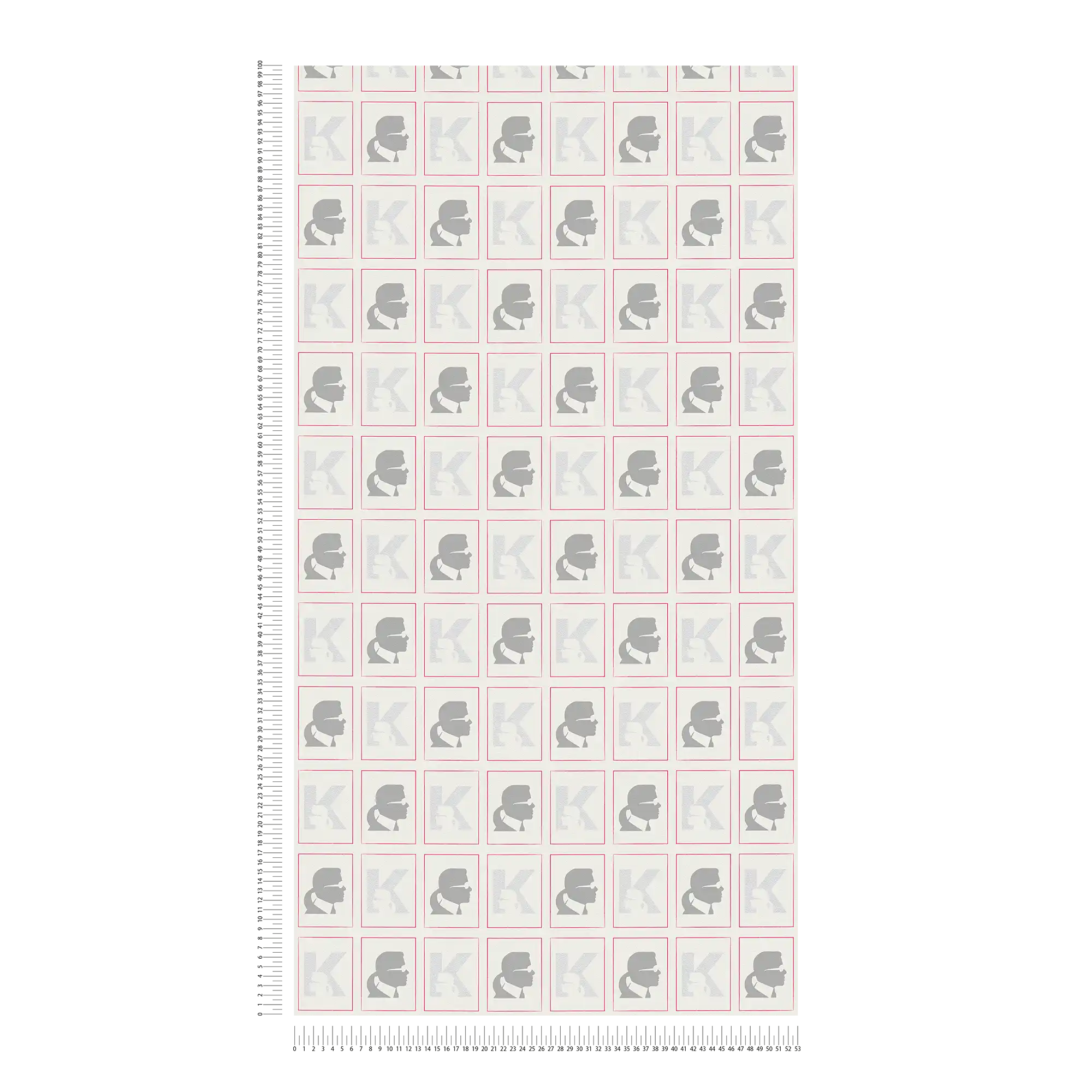             Non-woven wallpaper Karl LAGERFELD with profile pattern - grey, white
        