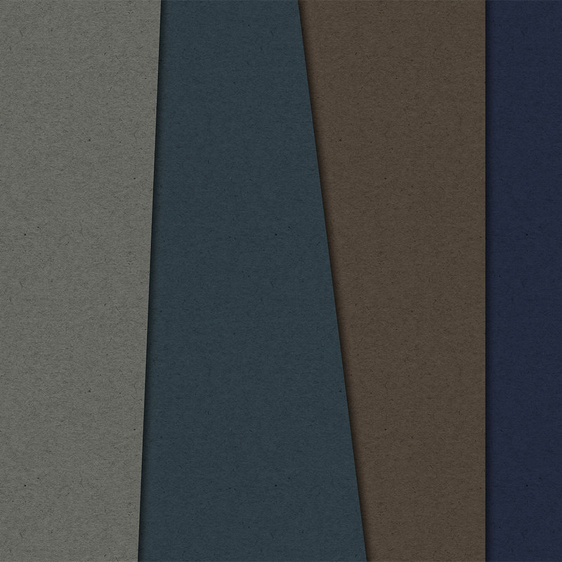 Layered Cardboard 2 - Photo wallpaper in cardboard structure with dark colour fields - Blue, Brown | Matt smooth fleece
