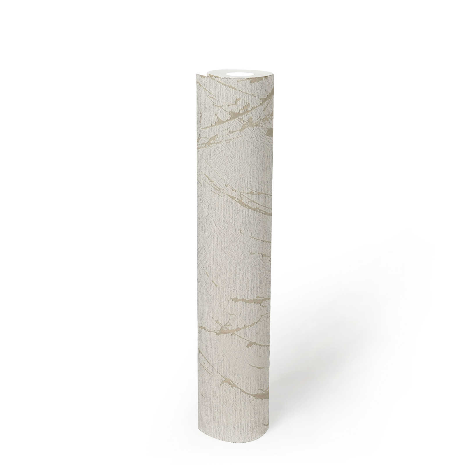             Wallpaper with plaster look pattern shimmering gold - white, champagne, metallic
        
