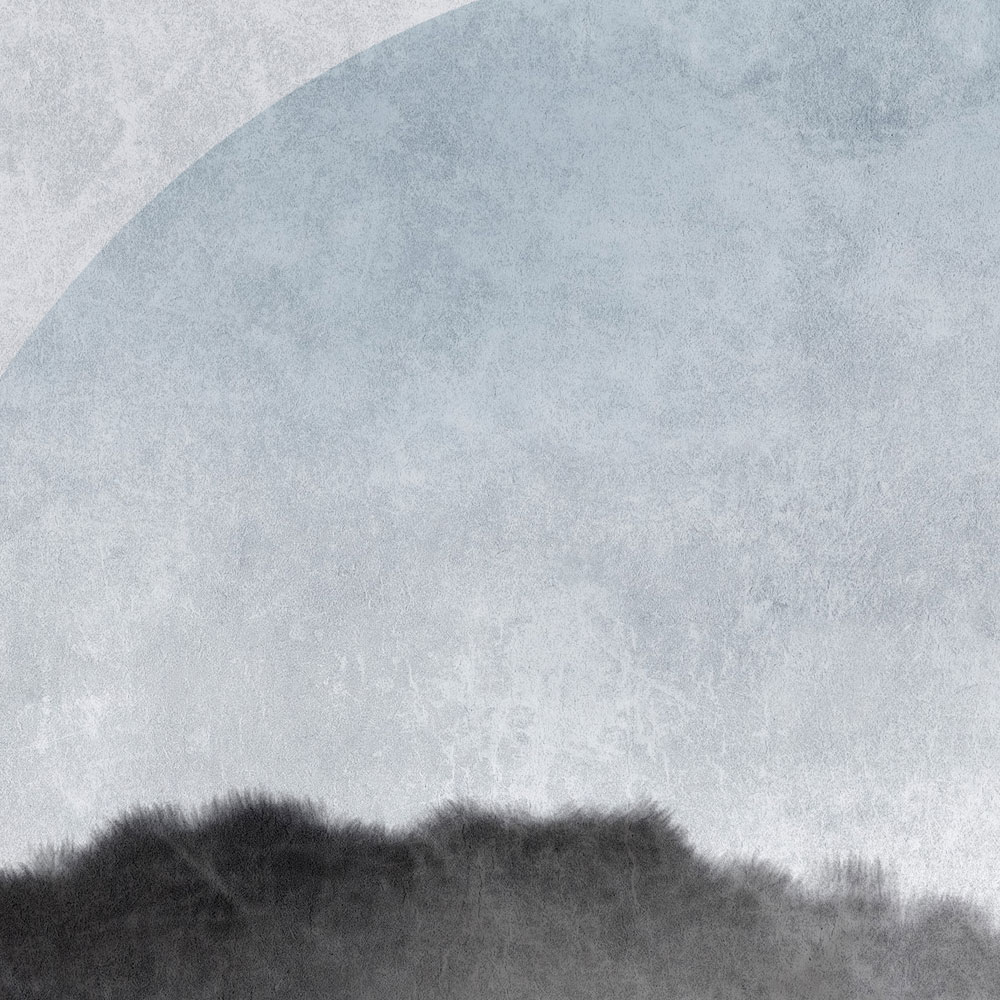             Akaishi 2 - Papier peint art asiatique paysage de montagne, gris et blanc
        