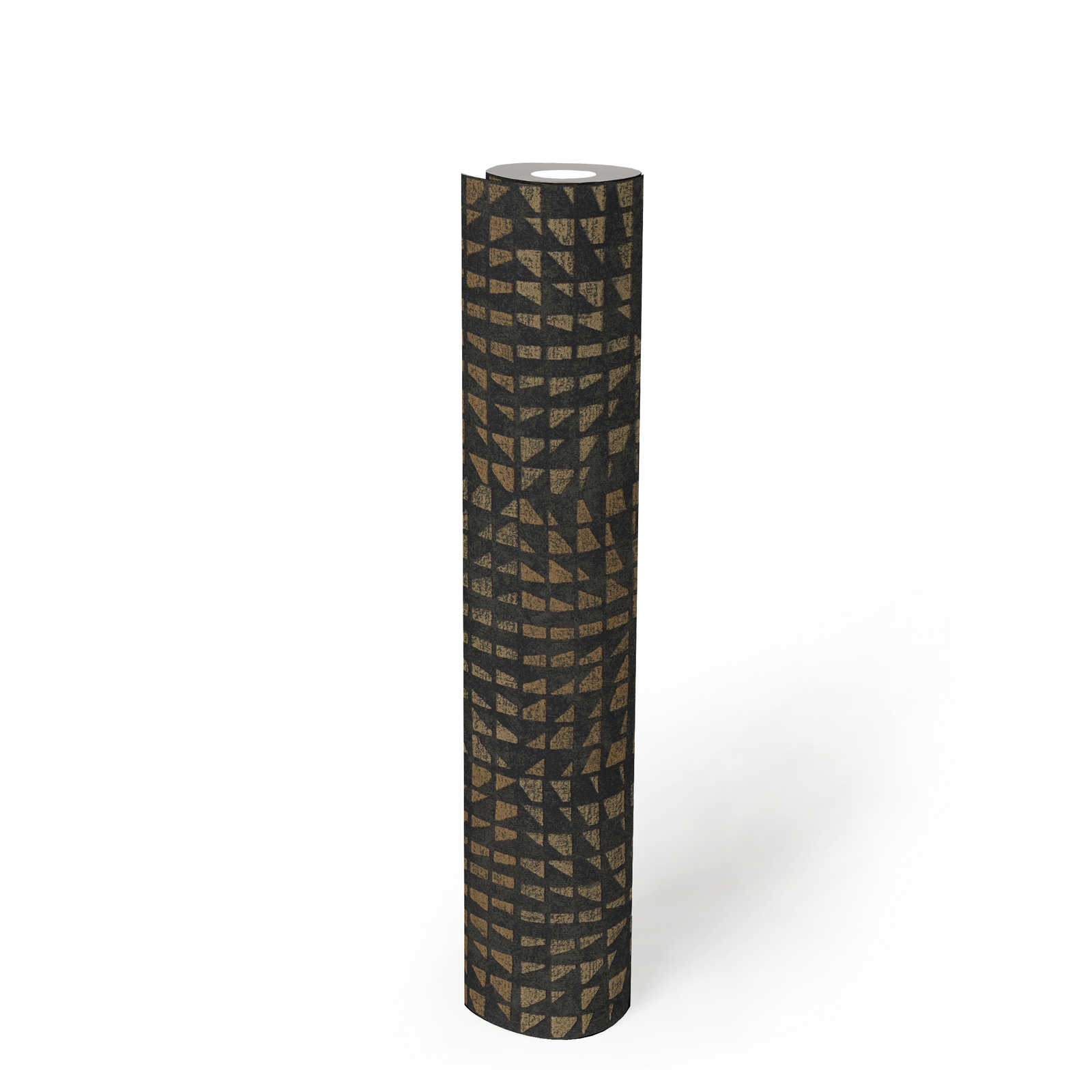             Ethno behang met structuurpatroon & mozaïekeffect - zwart
        
