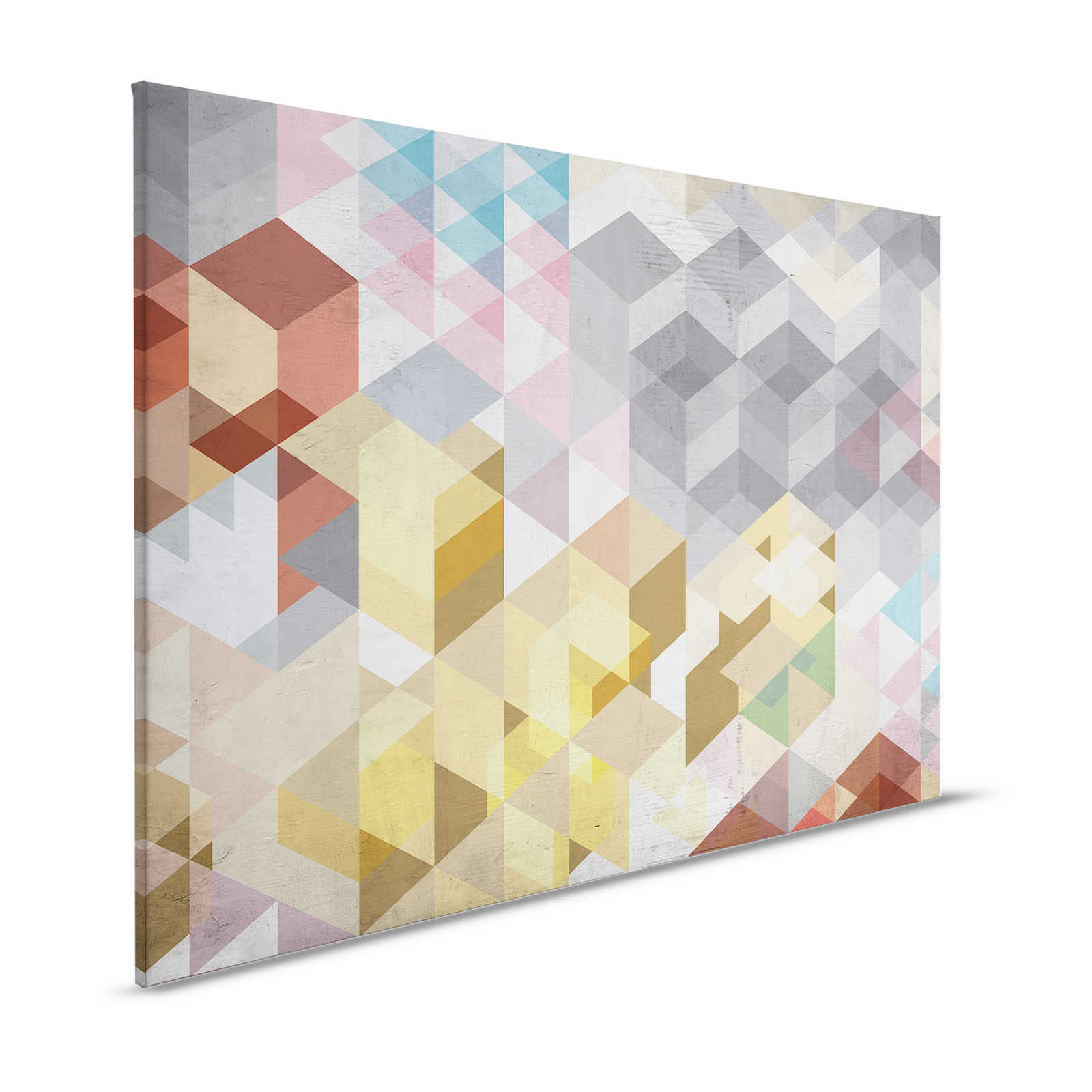             Tableau toile losanges, multicolore & géométrique, look usé - 1,20 m x 0,80 m
        