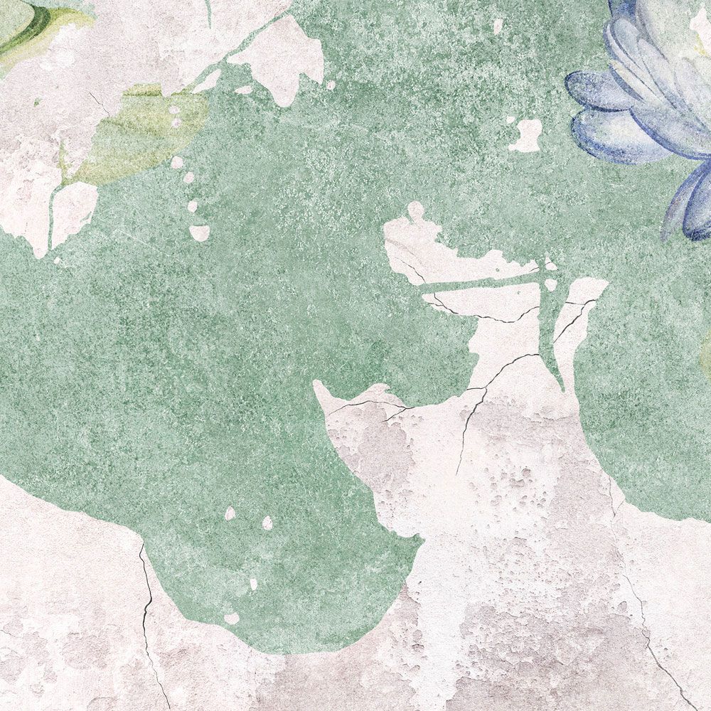             papier peint en papier panoramique »lily« - nénuphars sur fond de structure d'enduit vintage - intissé premium lisse et légèrement brillant
        