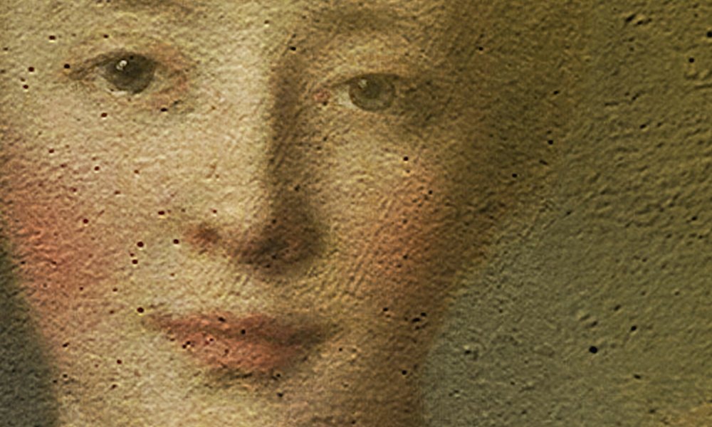             Papier peint classique Portrait jeune femme - jaune, beige
        