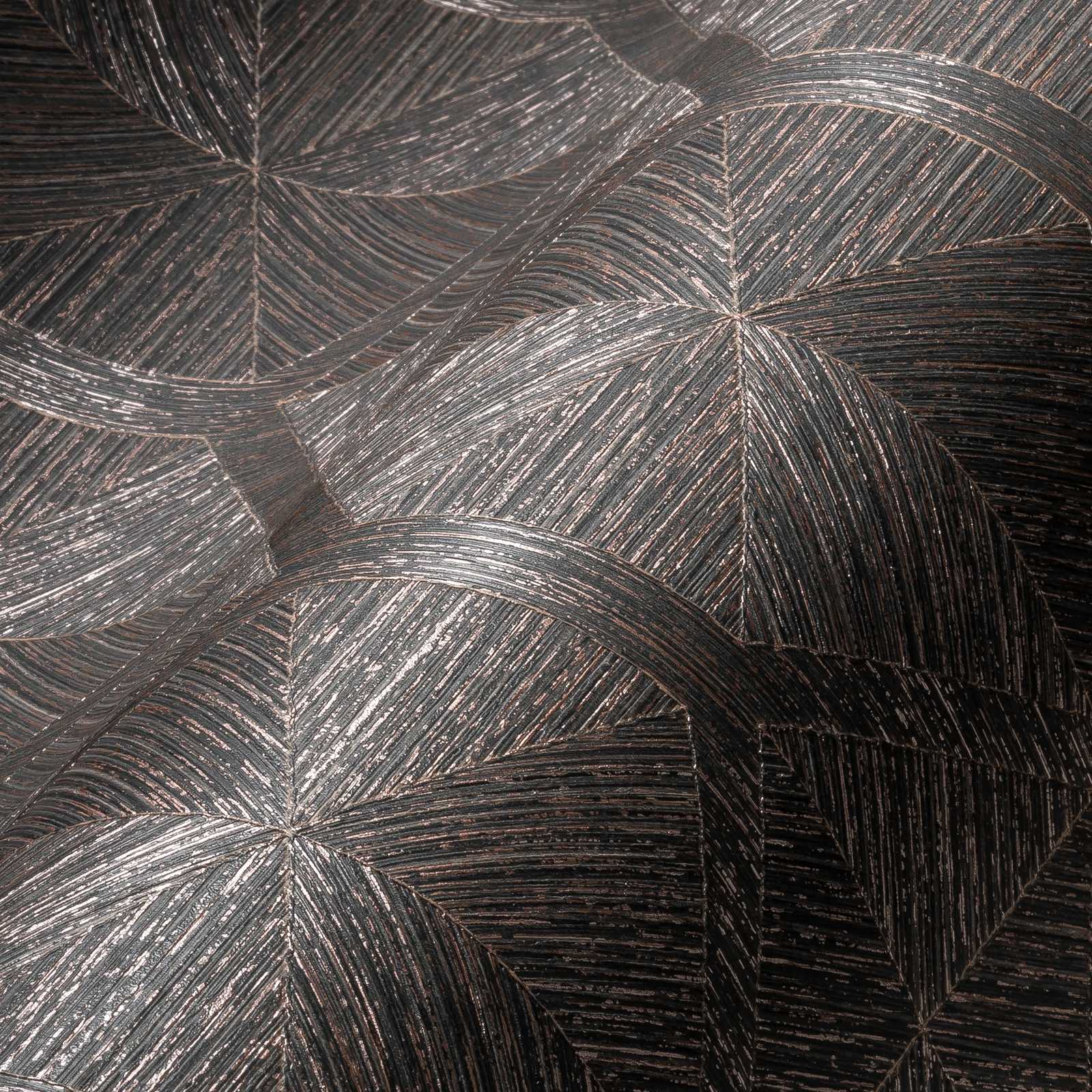             Wallpaper graphic pattern wood look with metallic effect - brown, metallic
        