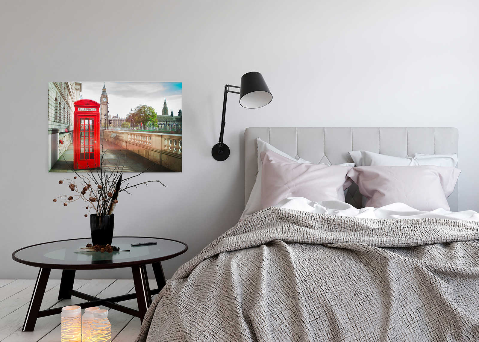             Canvas met rode telefooncel in Londen - 0.90 m x 0.60 m
        