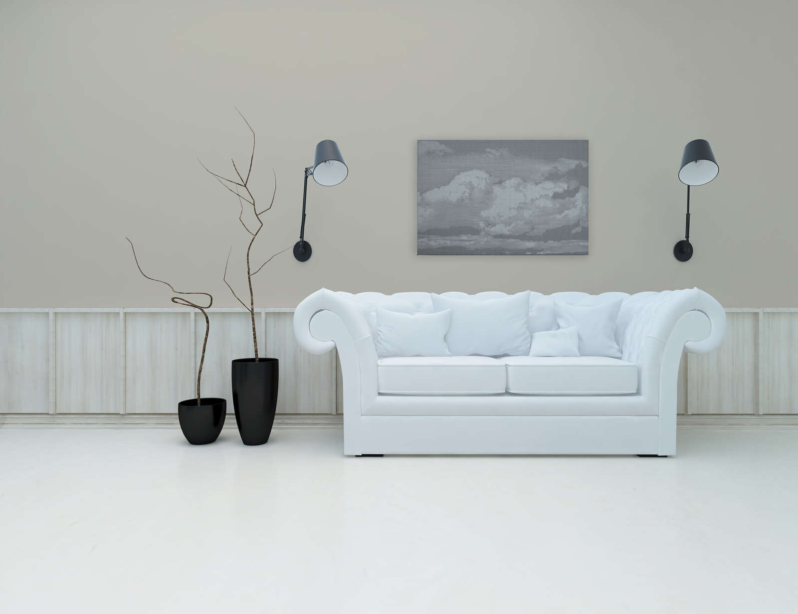             Clouds 2 - Heavenly canvas picture in natural linen look with cloud motif - 0.90 m x 0.60 m
        