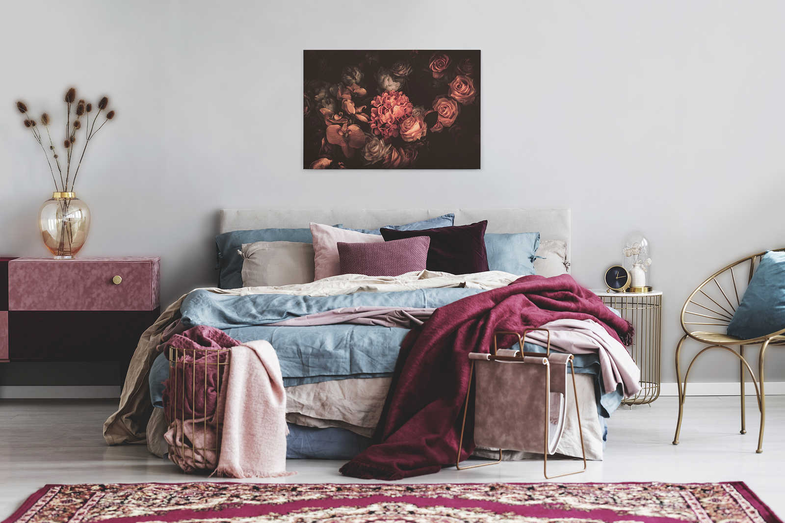             Romantisch canvas met boeket bloemen - 0,90 m x 0,60 m
        