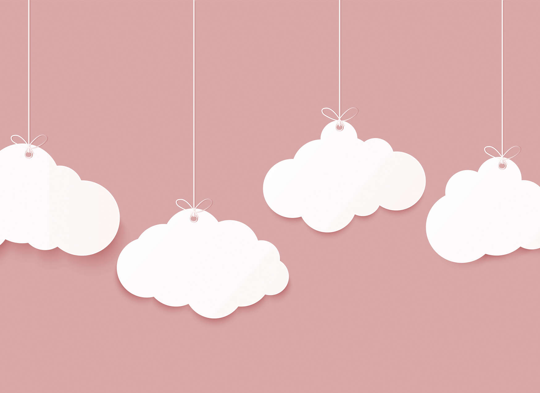             Kinderkamer Wolken Onderlaag behang - Roze, Wit
        