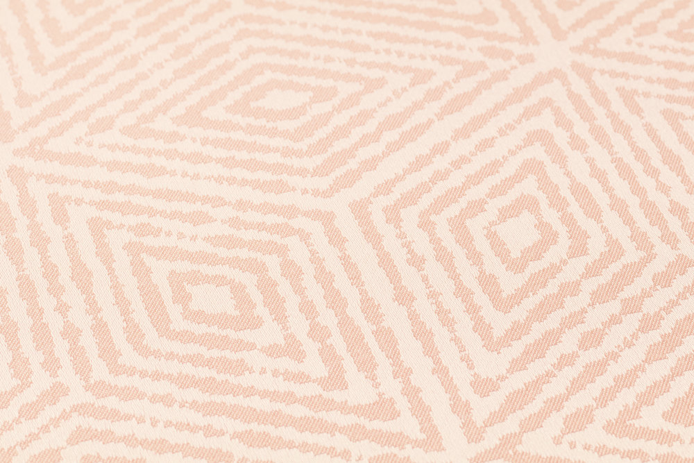             Papier peint graphique motif géométrique losange & hexagone - orange, rose
        