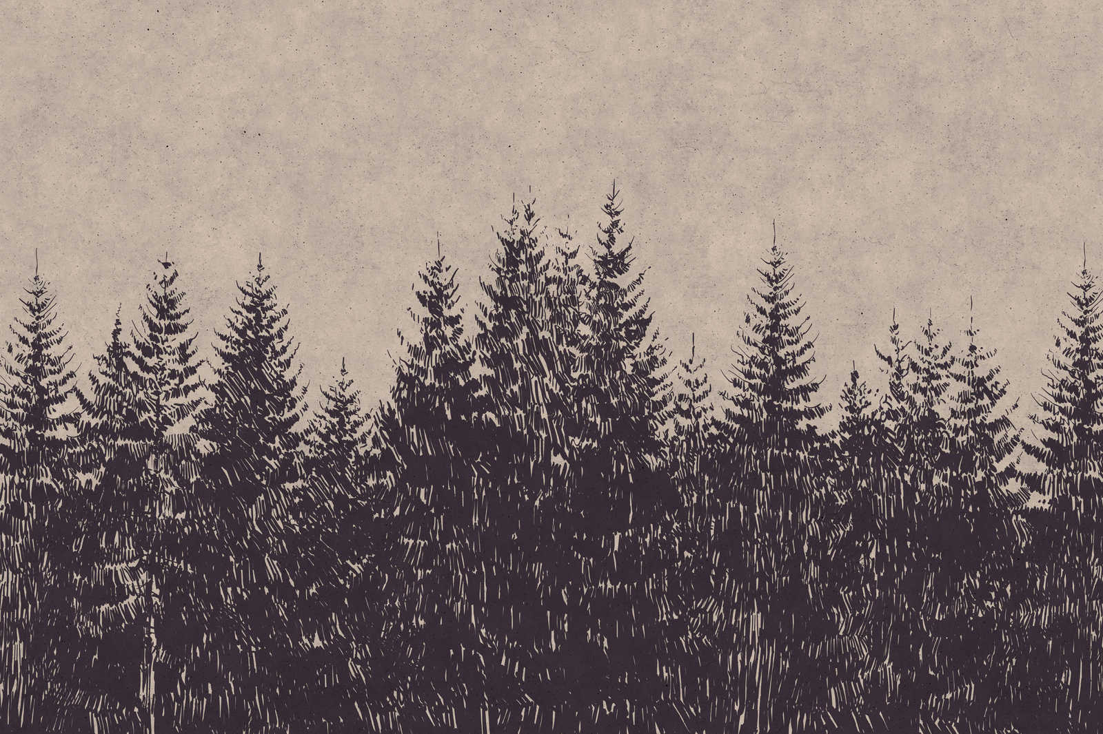             Cuadro en lienzo Abetos del bosque en estilo dibujo - 0,90 m x 0,60 m
        
