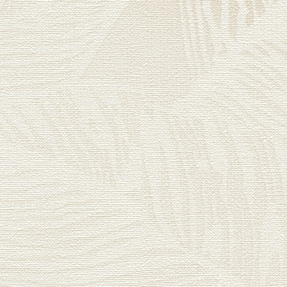             Leaf pattern non-woven wallpaper PVC-free - beige, white
        