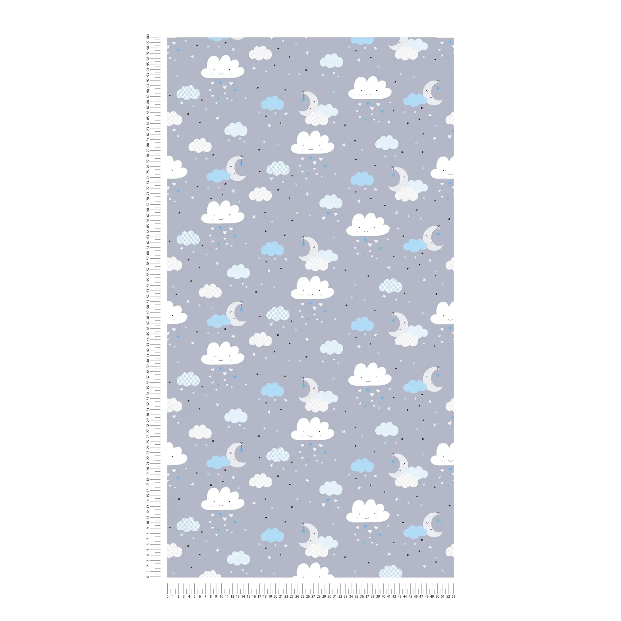             Wallpaper nursery boy night sky clouds - blue, grey, white
        