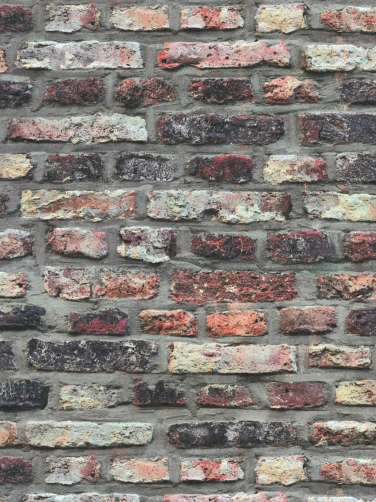 Carta da parati in pietra in mattoni rustici in stile industriale - marrone, grigio, beige
