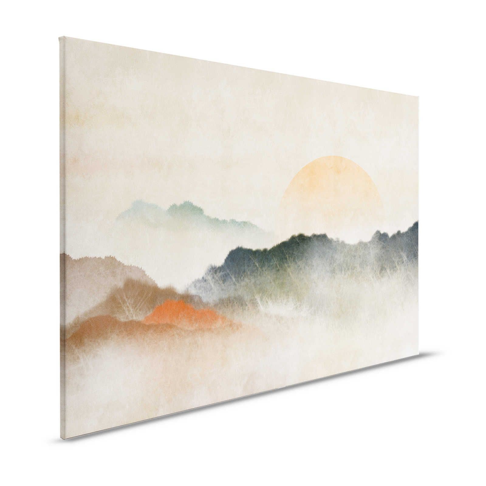 Akaishi 3 - Toile Lever de soleil, Impression d'art de style asiatique - 1,20 m x 0,80 m
