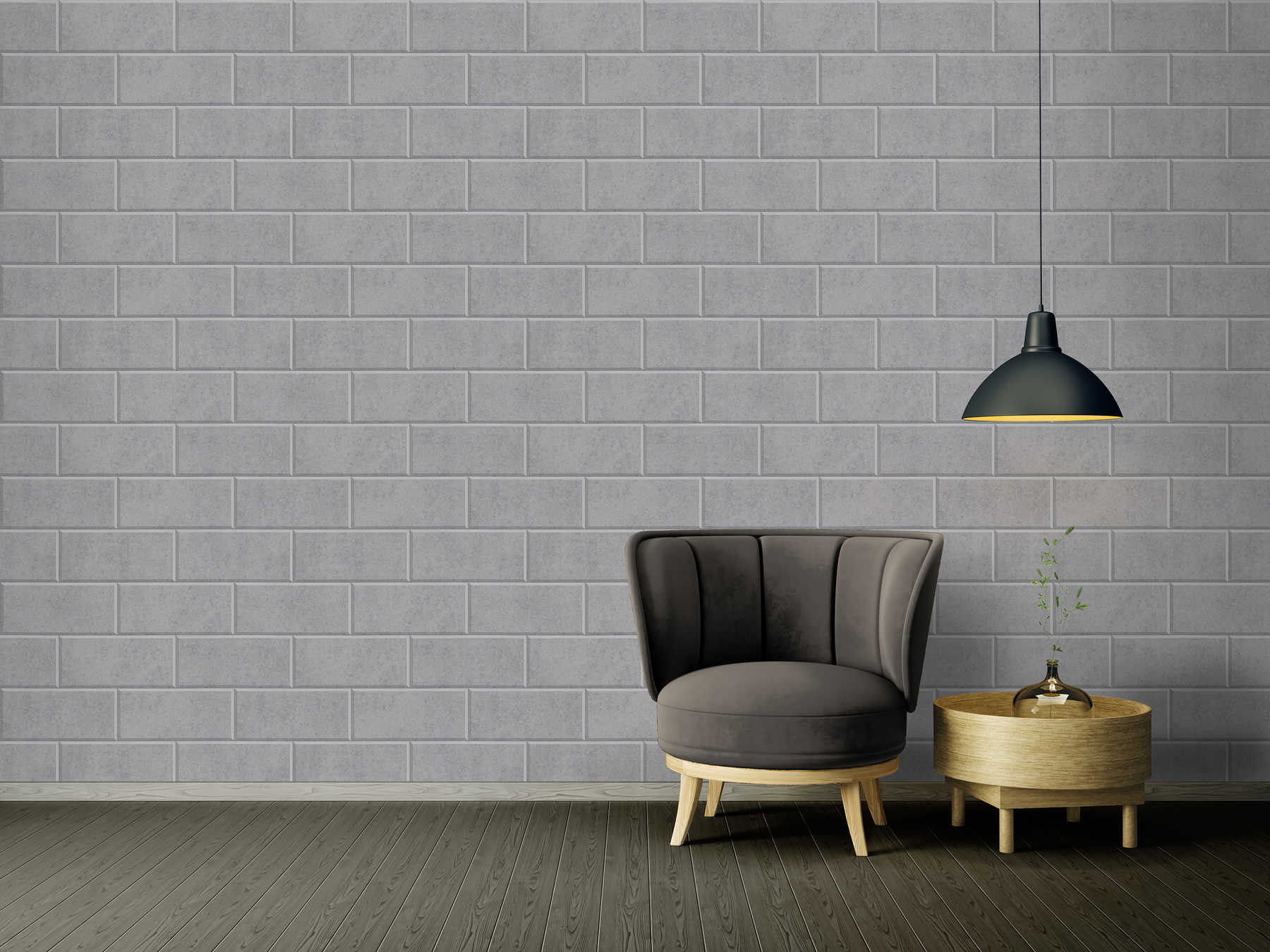             Behang 3D stenen muur ontwerp met betonnen stenen - Grijs
        
