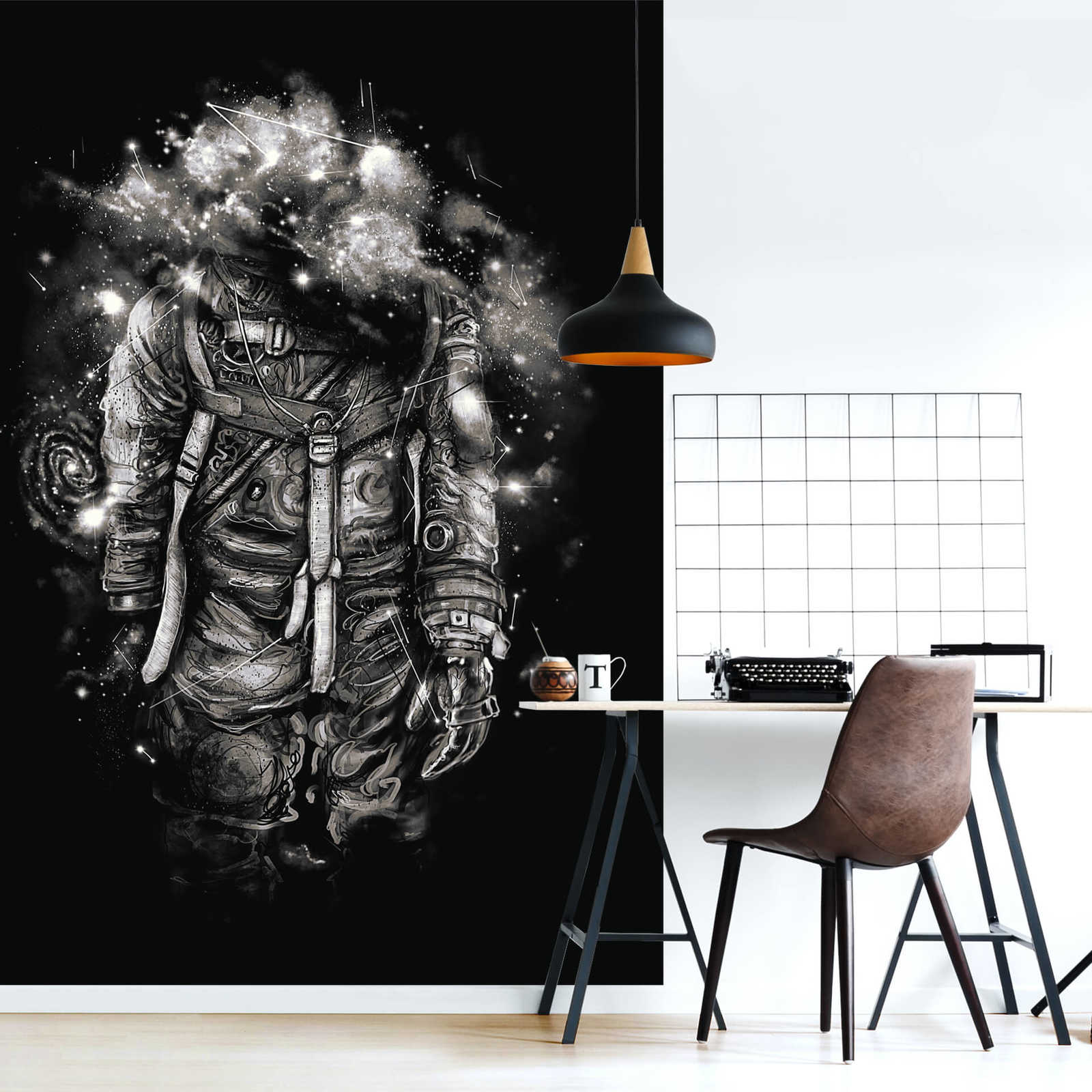             Narrow photo wallpaper black white with pattern
        