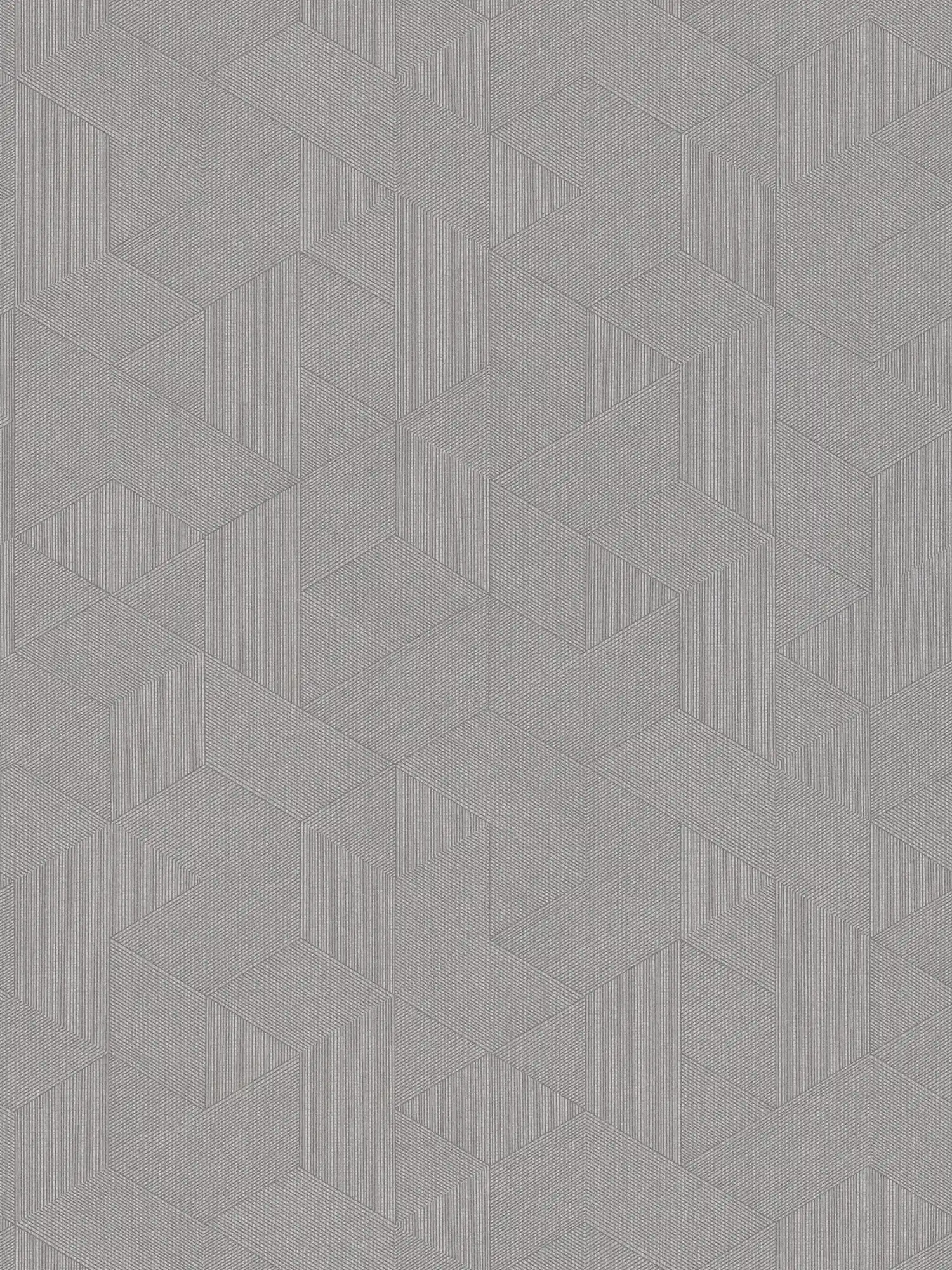Behang grijs met grafisch patroon & glanseffect - grijs, bruin
