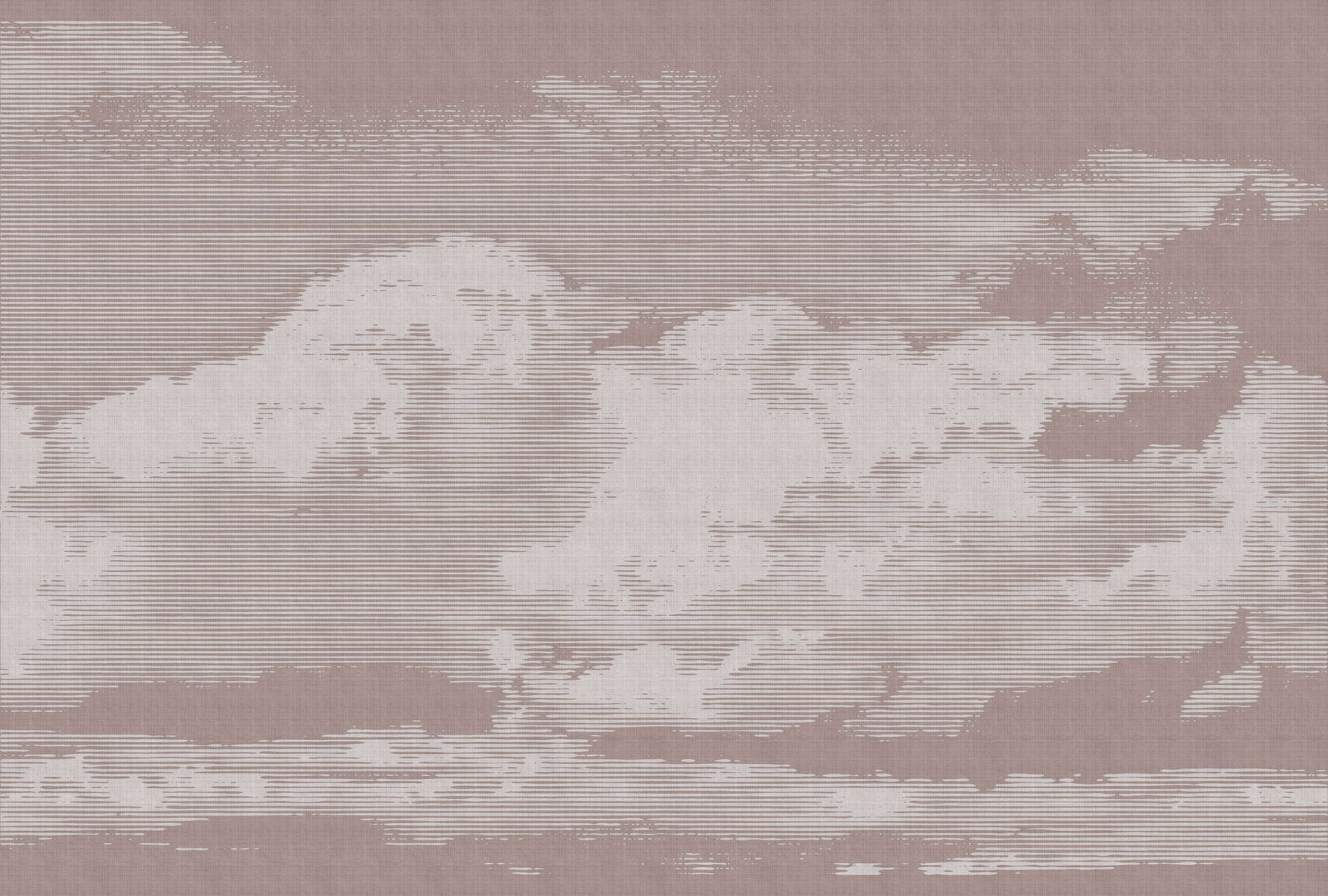             Clouds 3 - Papier peint céleste avec motif de nuages - structure lin naturel - gris, rose | Premium intissé lisse
        