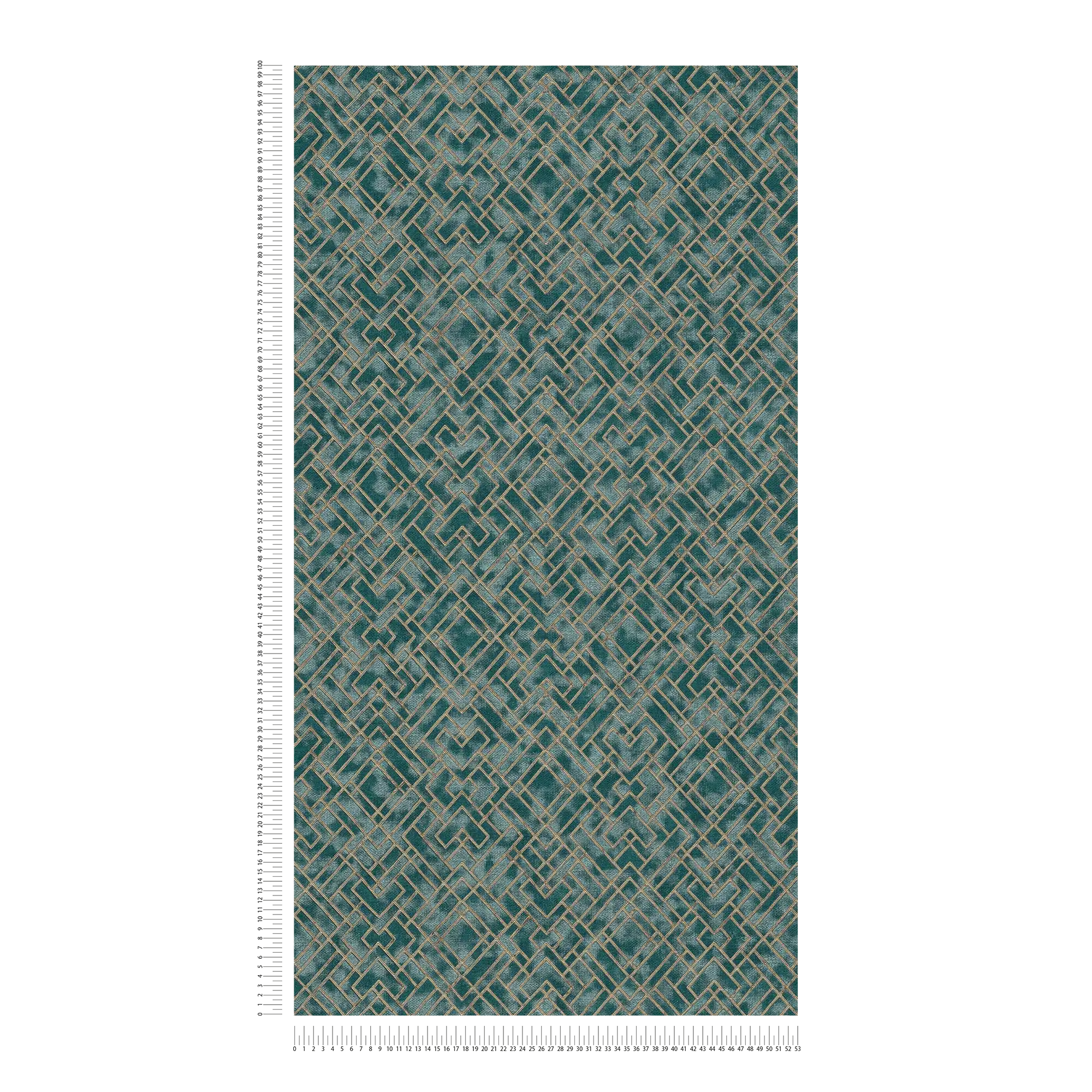             Art deco wallpaper with silver graphic pattern - green
        
