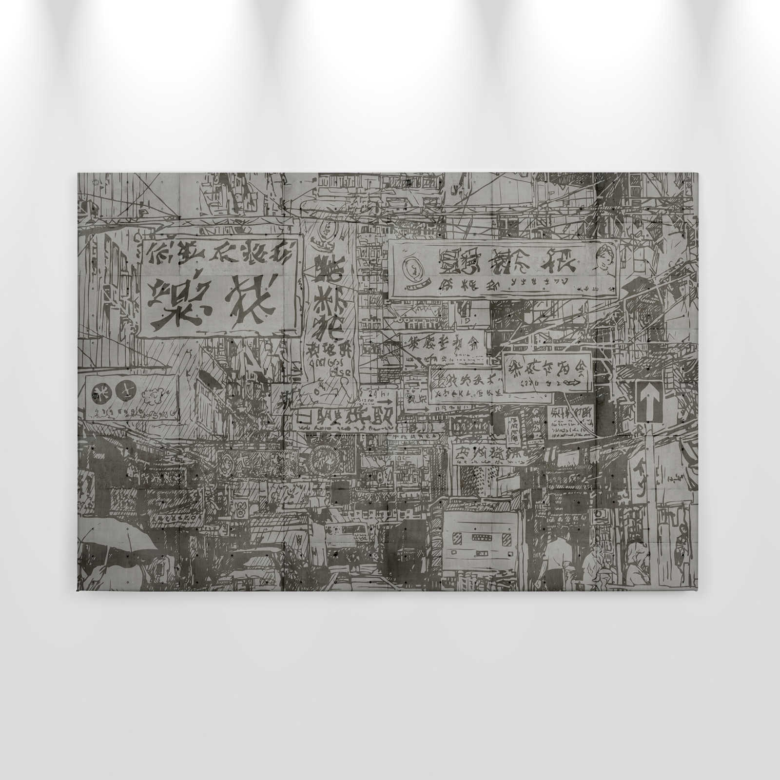             Downtown 1- Canvas schilderij met China look in betonnen structuur - 0,90 m x 0,60 m
        