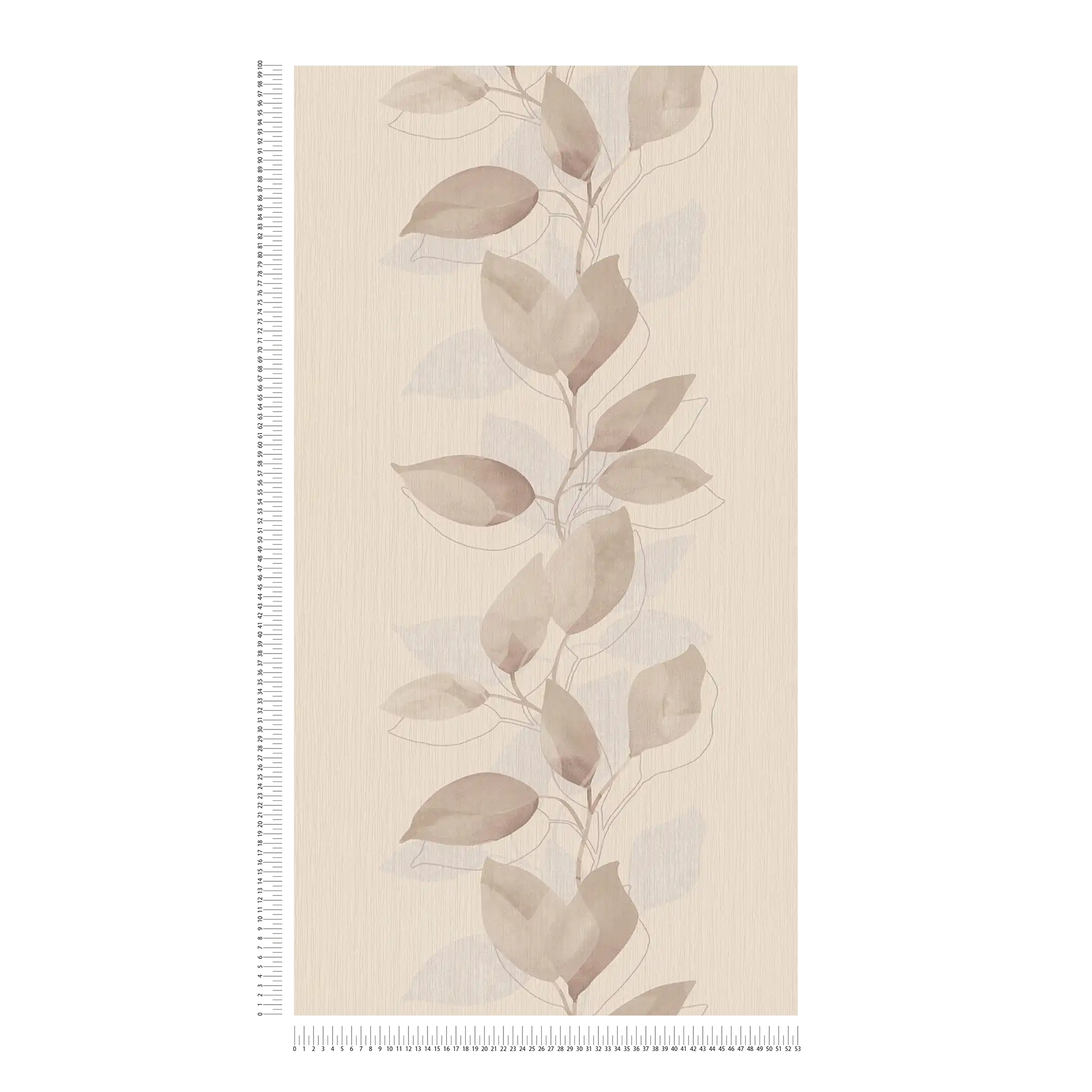             Papier peint feuilles naturelles avec motif de rinceaux - beige
        