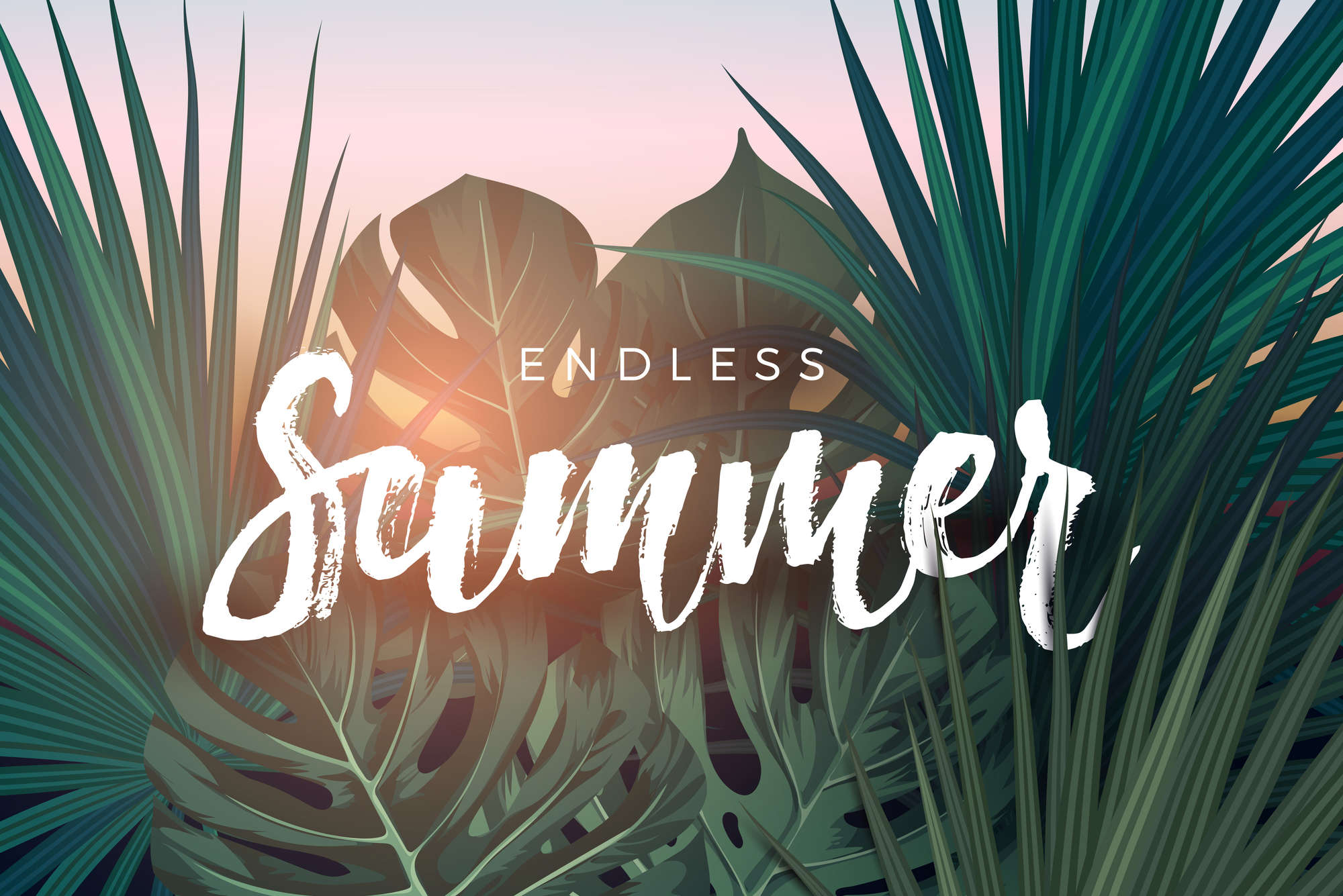             Graphic wall mural "Endless Summer" lettering on mother of pearl smooth non-woven
        