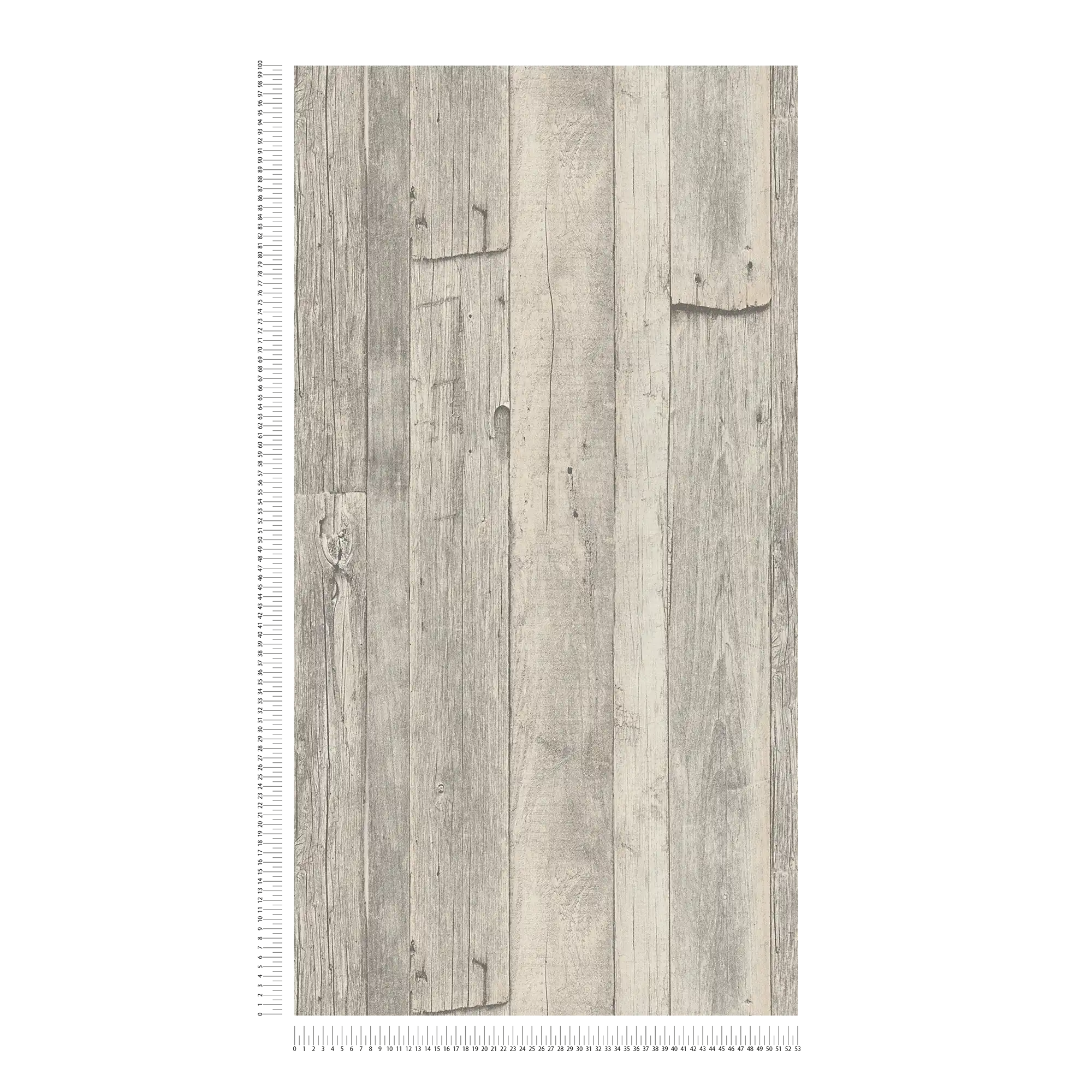             Carta da parati in legno con tavole e venature in design vintage - grigio, beige, crema
        
