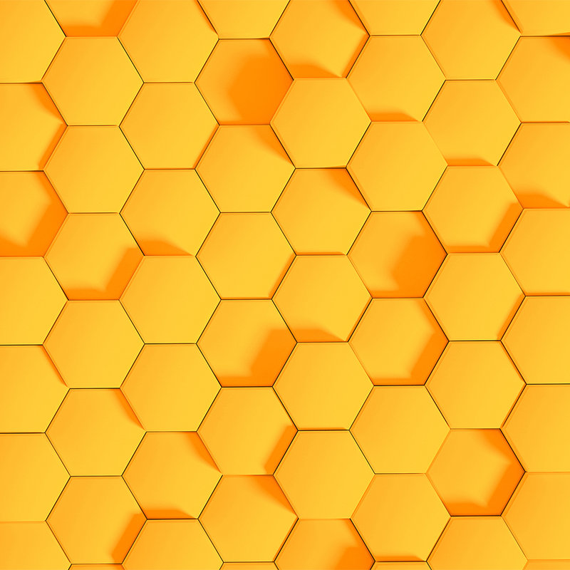         Honeycomb pattern with 3D optics photo wallpaper - Orange
    