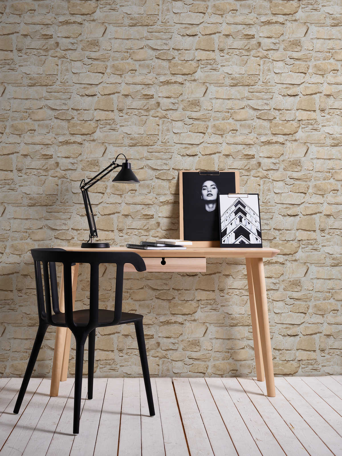             Self-adhesive wallpaper | natural stone wall in 3D look - beige
        