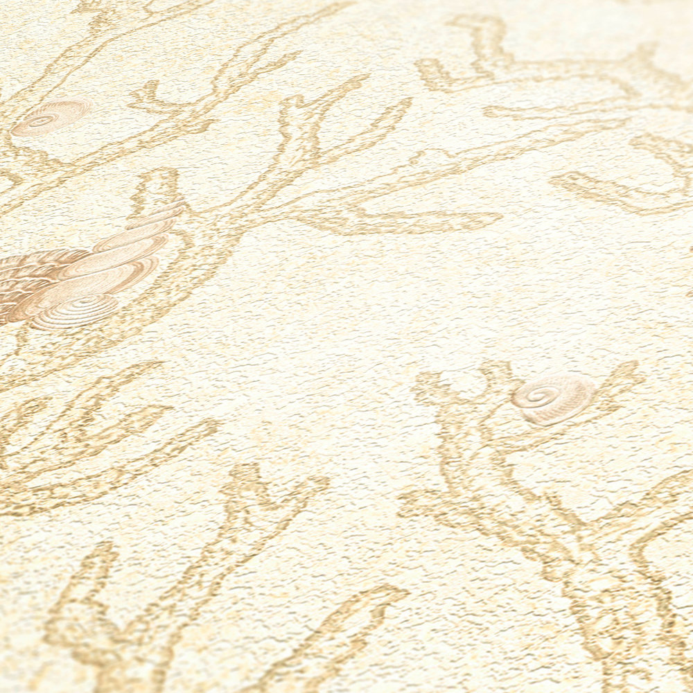             Papier peint VERSACE avec motif corail - crème, métallique
        