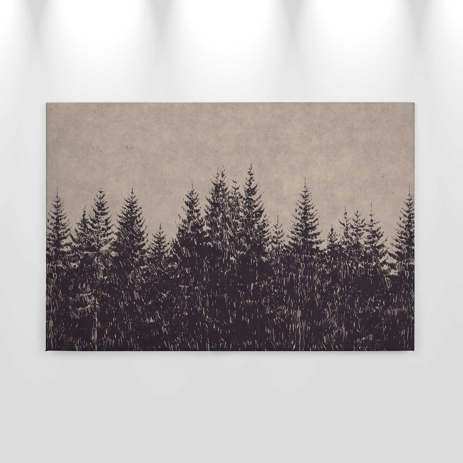             Quadro su tela Abeti forestali in stile disegno - 0,90 m x 0,60 m
        