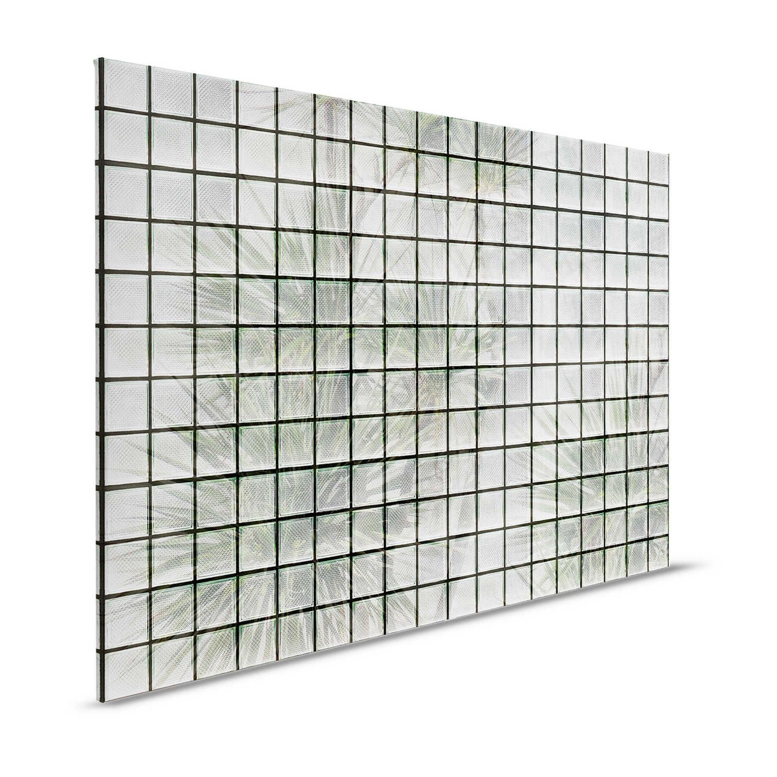Green House 1 - Pintura en lienzo Palmeras y bloques de vidrio - 1,20 m x 0,80 m
