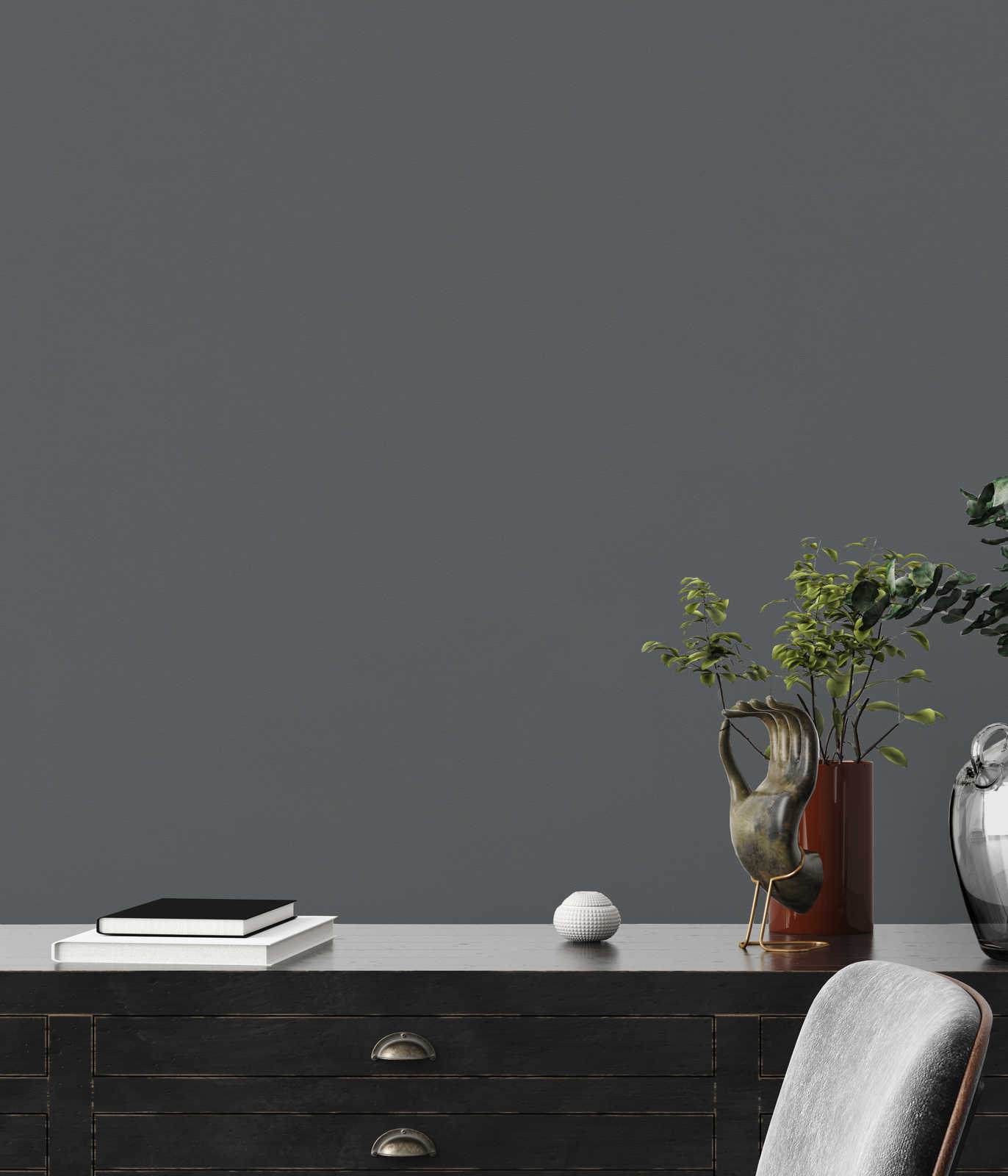             Plain wallpaper dark grey anthracite matt & textured
        