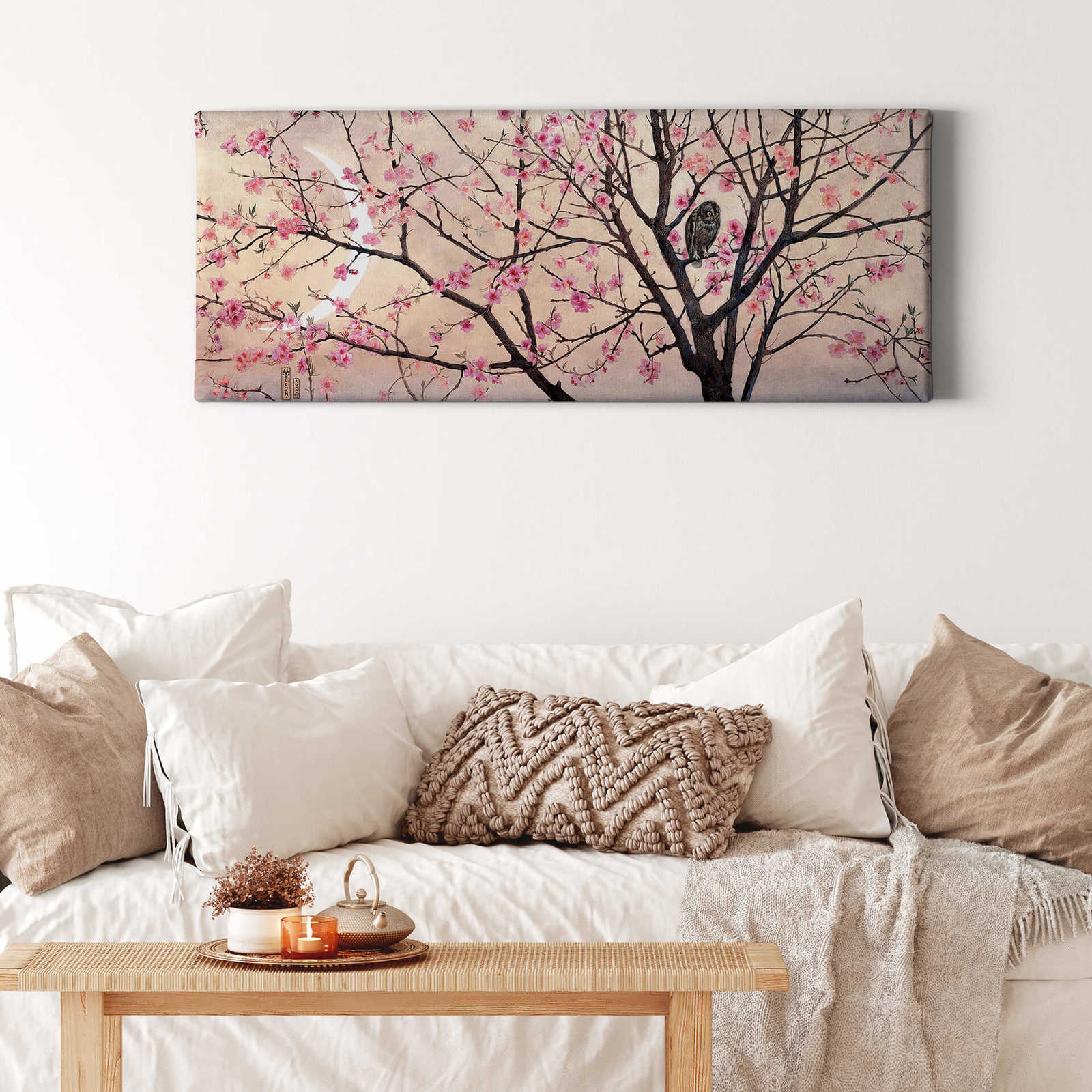             Canvas picture of cherry blossom tree with owl
        