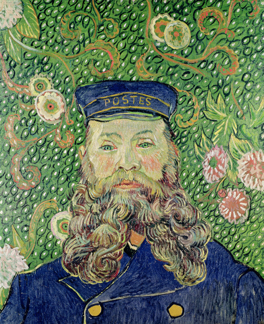             Portret van de postbode Joseph Roulin" muurschildering van Vincent van Gogh
        