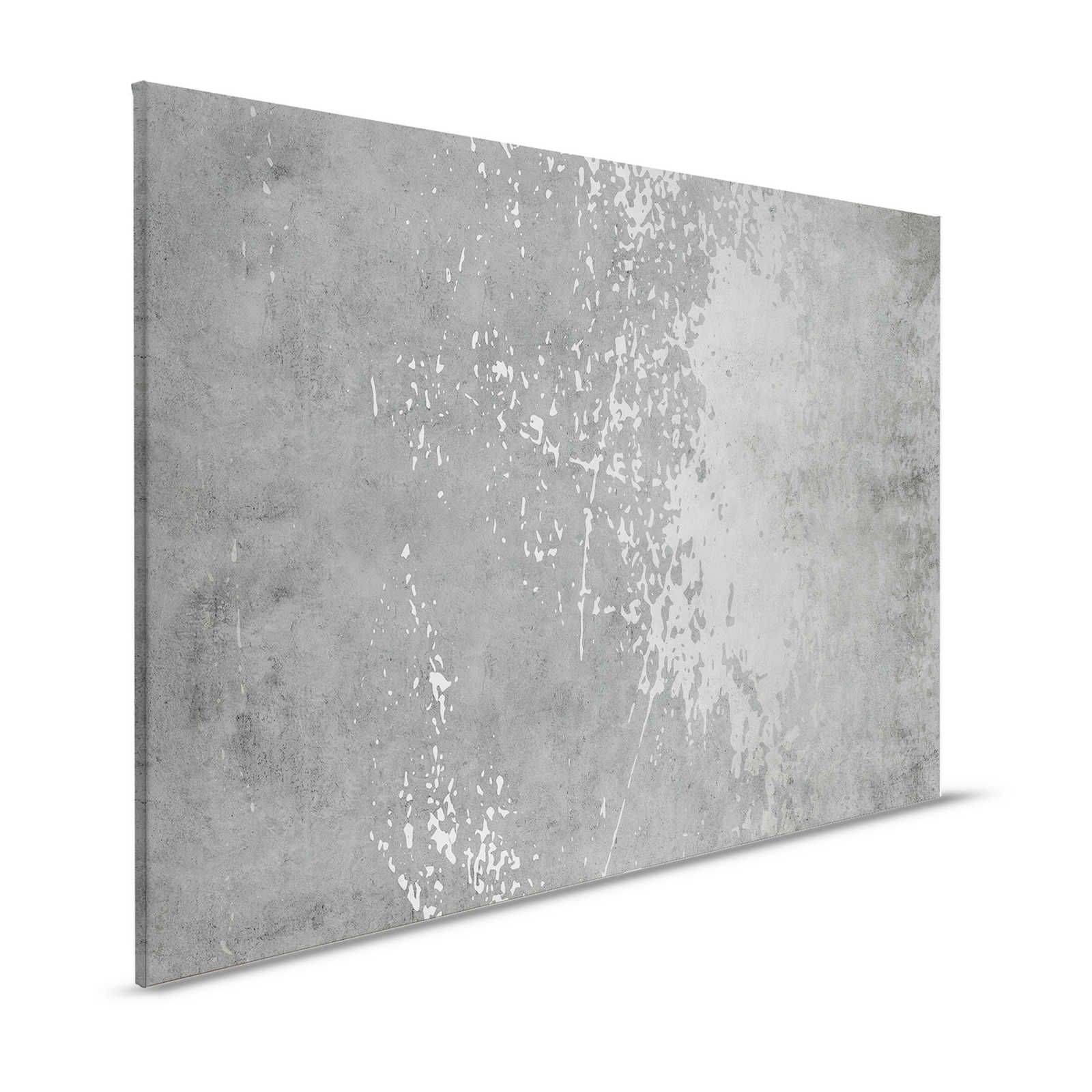 Vintage Wall 3 - Grey Canvas Painting Plaster Optics Used Look Design - 1.20 m x 0.80 m
