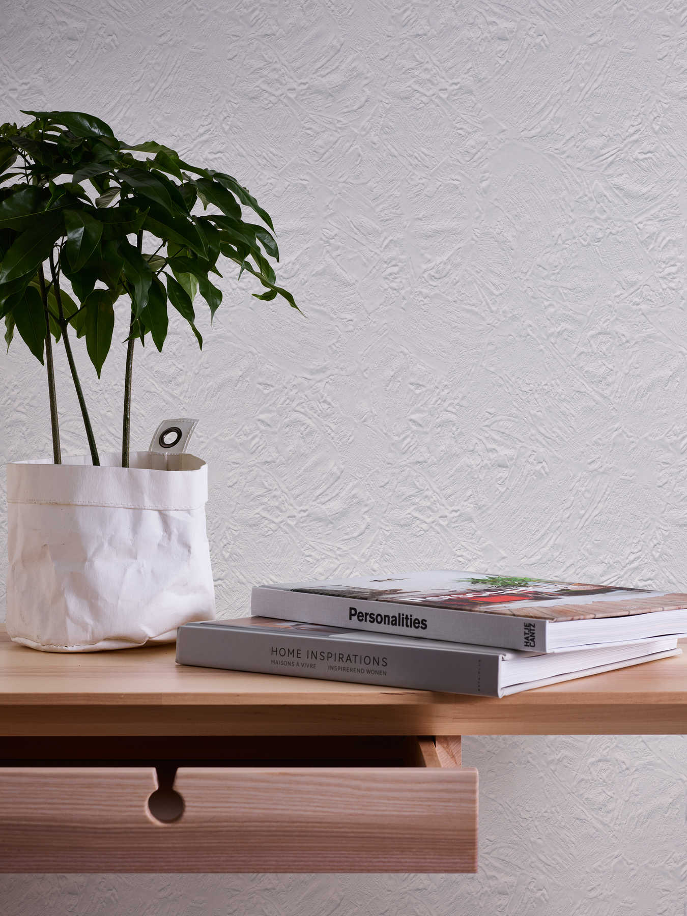             Paintable wallpaper with plaster look - Paintable, White
        