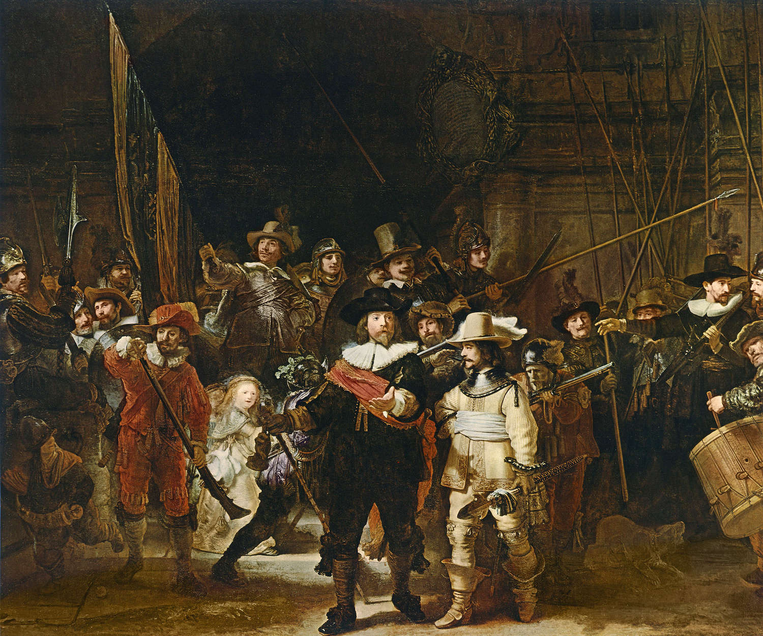             Mural "La guardia nocturna" de Rembrandt van Rijn
        